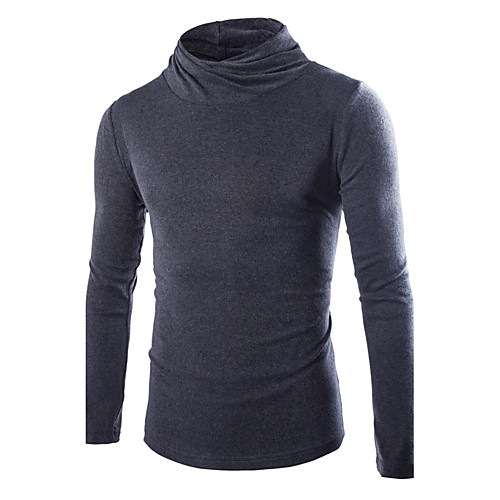 

Men's Solid Colored Pullover Cotton Long Sleeve Regular Sweater Cardigans Turtleneck Fall Winter White Black Wine