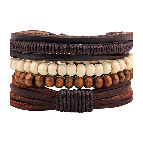 

Men's Women's Bead Bracelet Leather Bracelet Rope woven Bohemian Wooden Bracelet Jewelry Coffee For Casual Going out