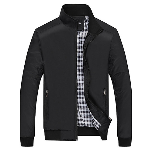 

Men's Basic Jackets Solid Colored Active Winter Jacket Regular Daily Long Sleeve Cotton Coat Tops Black / Punk & Gothic