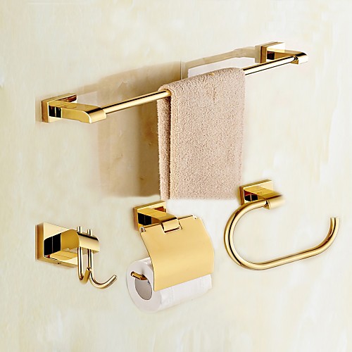 

Bathroom Accessory Set Modern Style / Classical Brass 4pcs - Hotel bath Toilet Paper Holders / Robe Hook / tower bar Wall Mounted