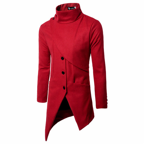 

Men's Trench Coat Solid Colored Patchwork Fall Trench Coat Regular Daily Long Sleeve Nylon Coat Tops Black