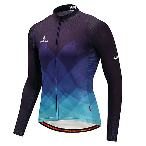 

Miloto Men's Long Sleeve Cycling Jersey Blue / Black Gradient Bike Jersey Top Sports Winter Polyster Mountain Bike MTB Road Bike Cycling Clothing Apparel / Stretchy