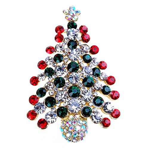 

Women's Brooches Tree of Life Ladies Simple Sweet Rhinestone Brooch Jewelry Gold Silver For Christmas Gift