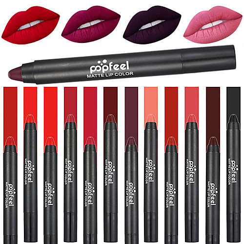 

12 Colors Daily Makeup Lip Liners Lipsticks Matte / Fashionable Design / Ammonia Free Dry / Matte Waterproof / Fast Dry / Solid Makeup Cosmetic Daily Grooming Supplies