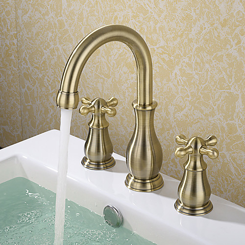 

Widespread Swivel Ceramic Valve Three Holes Antique Copper, Bathroom Sink Faucet