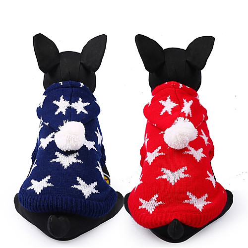 

Dog Sweater Winter Dog Clothes Red Blue Costume Chinlon Stars Casual / Daily XXS XS S M L