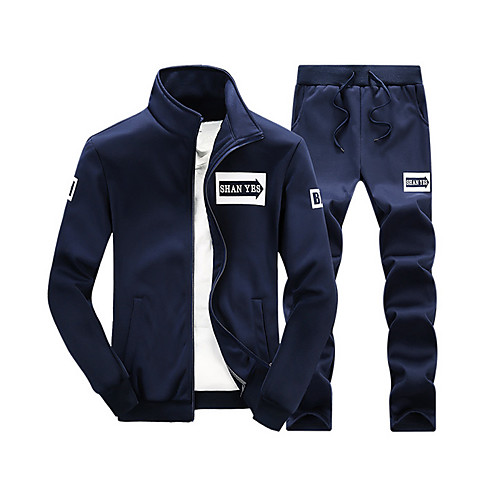 

Men's Plus Size Set Solid Colored Hooded Sports Weekend Active Streetwear Hoodies Sweatshirts Long Sleeve Black Navy Blue Gray / Fall / Winter