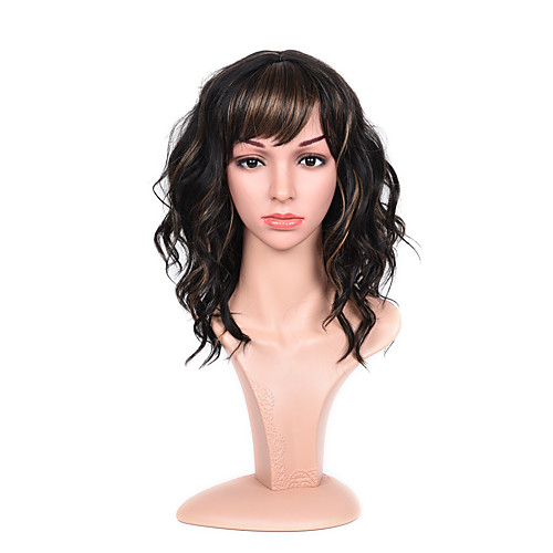 

Synthetic Wig Natural Wave Natural Wave With Bangs Wig Medium Length Brown Synthetic Hair Women's Highlighted / Balayage Hair Brown