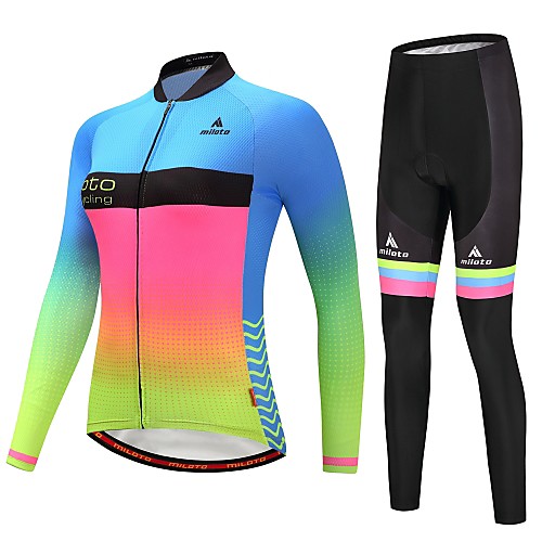 

Miloto Women's Long Sleeve Cycling Jersey with Tights Luminous Gradient Bike Clothing Suit Winter Sports Gradient Mountain Bike MTB Road Bike Cycling Clothing Apparel / Stretchy