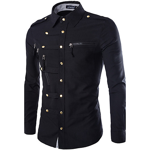 

Men's Shirt Solid Colored Long Sleeve Daily Tops Casual Vintage Military Black Red Army Green