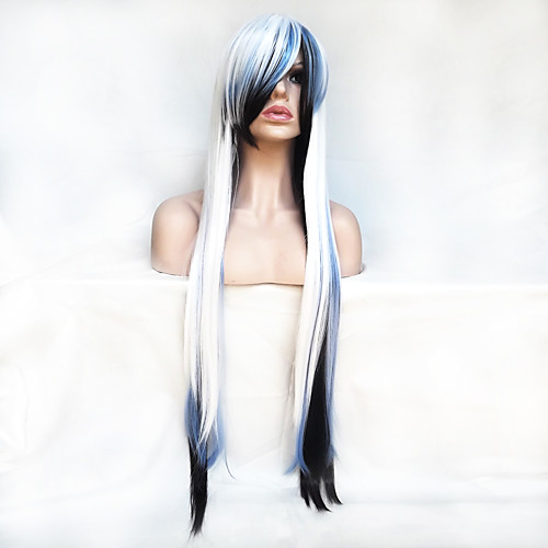 

Cosplay Costume Wig Synthetic Wig Cosplay Wig Straight Straight Asymmetrical With Bangs Wig Long White Synthetic Hair Women's Natural Hairline White