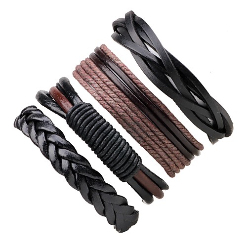 

Men's Women's Wrap Bracelet Leather Bracelet Rope woven Bohemian Leather Bracelet Jewelry Black For Casual Going out