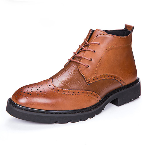 

Men's Boots Fashion Boots Casual Casual Party & Evening Leather Booties / Ankle Boots Black Brown Fall Winter / Lace-up / EU40