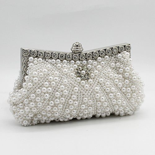 

Women's Beading / Crystals / Pearls Satin Evening Bag Wedding Bags Black / White / Champagne