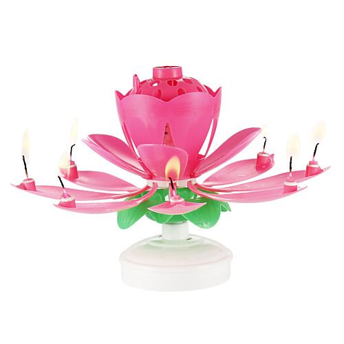 

1PC Plastic Spinning Musical Birthday Flower Candle