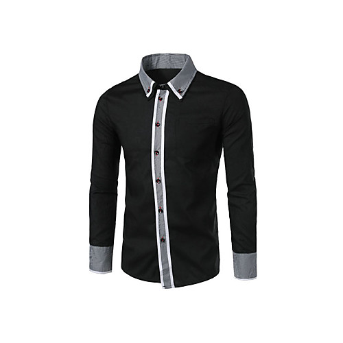 

Men's Shirt Solid Colored Long Sleeve Daily Tops Cotton Casual White Black