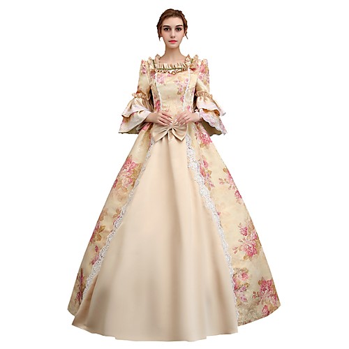 

Rococo Victorian 18th Century Vacation Dress Dress Party Costume Masquerade Ball Gown Women's Lace Satin Costume Pink Vintage Cosplay Party Prom 3/4 Length Sleeve Floor Length Ball Gown Plus Size