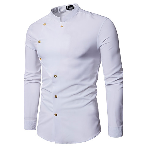 

Men's Shirt Solid Colored Basic Long Sleeve Daily Tops Chinoiserie White Black Red