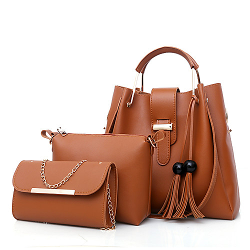 

Women's Zipper PU Bag Set Bag Sets 3 Pcs Purse Set Black / Brown / White