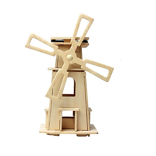 

RUOTAI 3D Puzzle Wooden Model Windmill Solar Powered Wooden 1 pcs Kid's Toy Gift