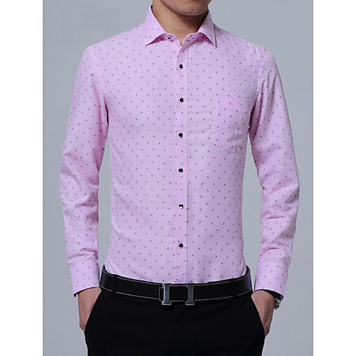 

Men's Shirt Polka Dot Print Long Sleeve Work Tops White Blushing Pink Light Blue