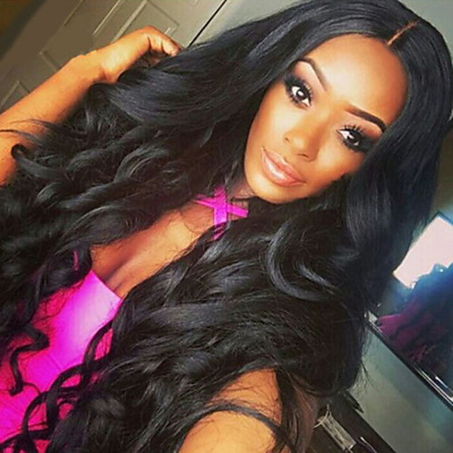 

Synthetic Wig Wavy Kardashian Wig Long Natural Black #1B Synthetic Hair Women's Black