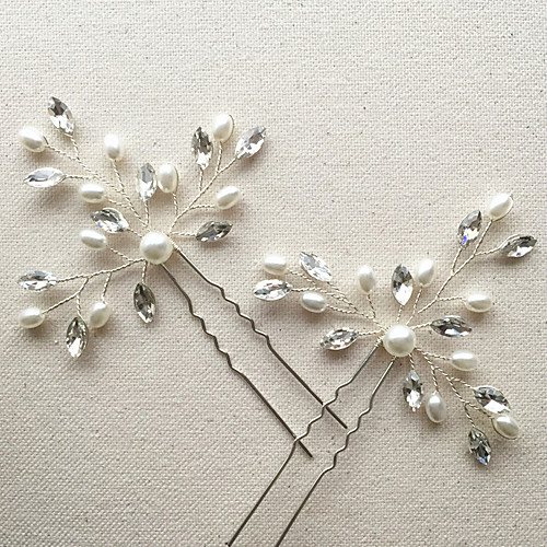 

Imitation Pearl / Rhinestone Flowers / Hair Stick / Hair Pin with 1 Wedding / Special Occasion / Anniversary Headpiece