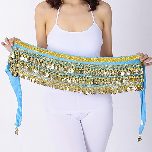 

Belly Dance Hip Scarves Women's Performance Velvet Chiffon Gold Coin Hip Scarf