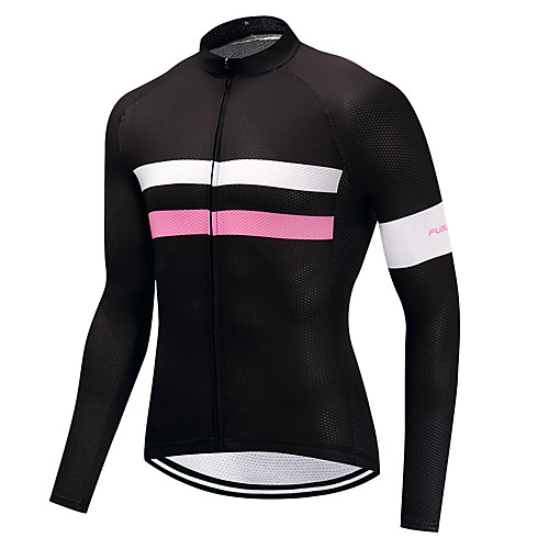 

FUALRNY Men's Long Sleeve Cycling Jersey Winter Fleece Pink Bike Jersey Mountain Bike MTB Road Bike Cycling Sports Clothing Apparel / High Elasticity