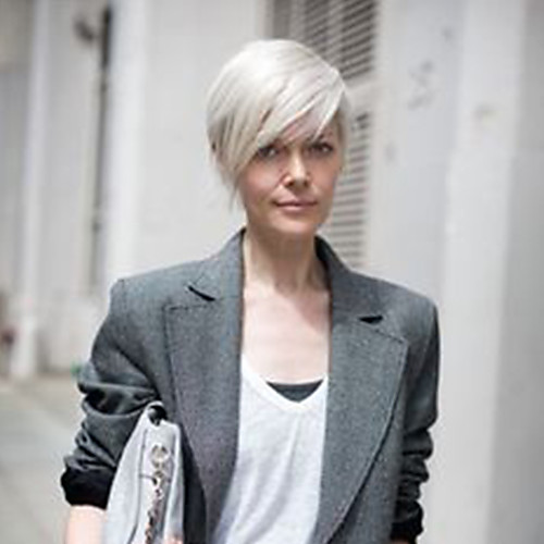 

Human Hair Capless Wigs Human Hair Short Hairstyles 2020 Hot Sale / Side Part Short Machine Made Wig Women's