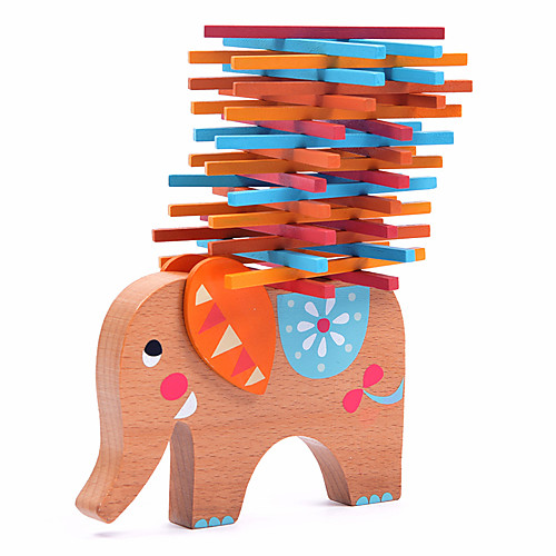 

40 pcs Building Blocks Stacking Game Wooden Blocks Wooden Elephant Family Friends Animal Balance Kid's Adults' Toys Gifts