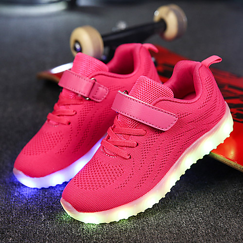 

Boys' Trainers Athletic Shoes LED Comfort LED Shoes Net Fabric Little Kids(4-7ys) Big Kids(7years ) Casual Outdoor Magic Tape LED Luminous Black Pink Dark Blue Fall / EU37