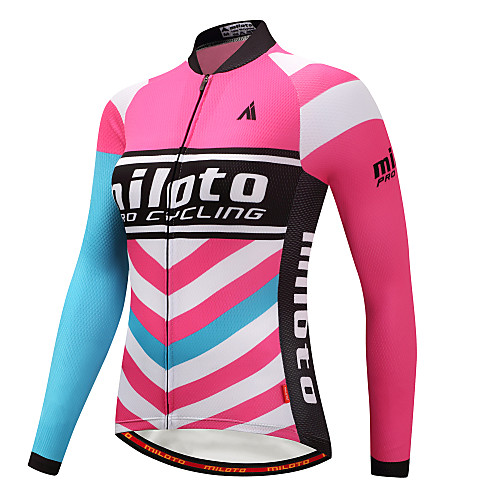 

Miloto Women's Long Sleeve Cycling Jersey Winter BluePink Plus Size Bike Jersey Top Mountain Bike MTB Road Bike Cycling Sports Clothing Apparel / Stretchy