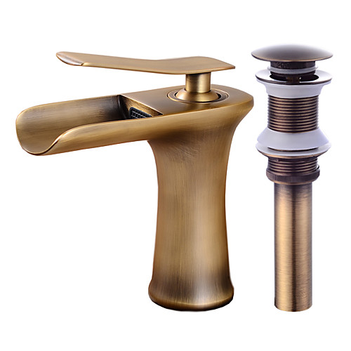 

Faucet Set - Waterfall Antique Copper Centerset Single Handle One HoleBath Taps