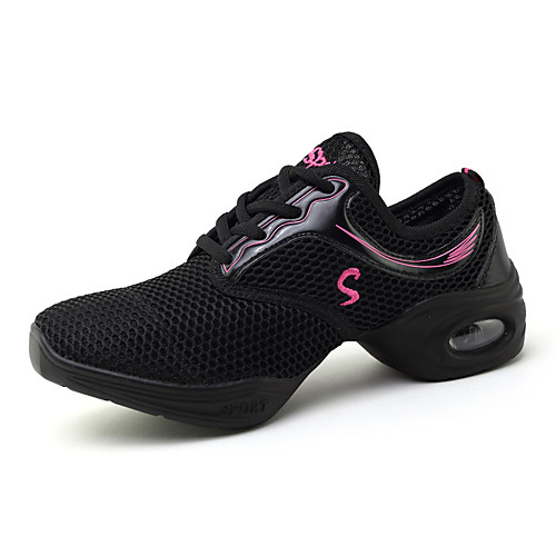 

Women's Dance Shoes Tulle Dance Sneakers Sided Hollow Out / Splicing Sneaker Flat Heel Gold / White / Pink / Practice