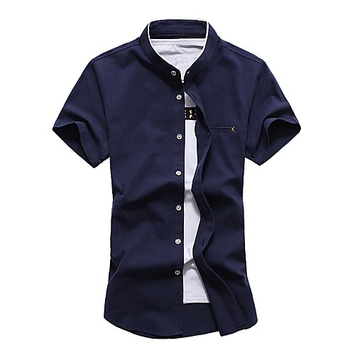 

Men's Shirt Solid Colored Plus Size Short Sleeve Daily Tops Cotton White Navy Blue Gray