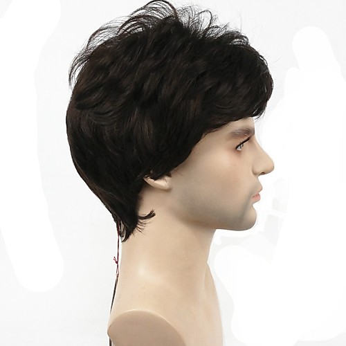 

Synthetic Wig Straight Straight Wig Short Chestnut Brown Dark Brown Synthetic Hair Men's Black StrongBeauty