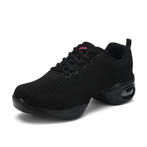 

Women's Dance Sneakers Practice Trainning Dance Shoes Sneaker Sided Hollow Out Flat Heel White Black Red Lace-up