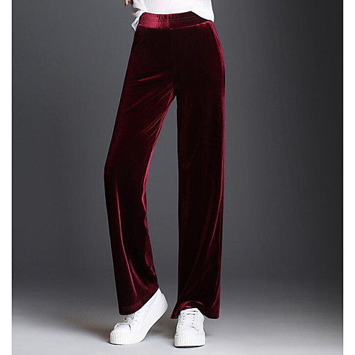 

Women's Basic Plus Size Loose Daily Straight Chinos Pants Solid Colored Black Wine
