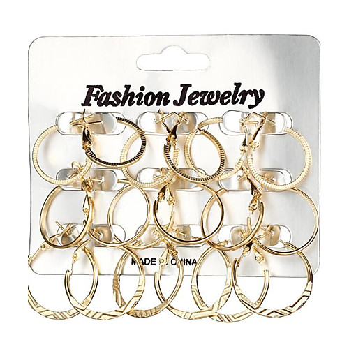 

Women's Hoop Earrings Geometrical Ladies Geometric Fashion Earrings Jewelry Gold / Silver For Gift Daily 18pcs