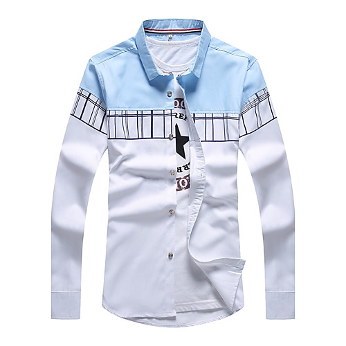 

Men's Shirt Striped Solid Colored Color Block Long Sleeve Daily Tops Cotton Streetwear Blushing Pink Royal Blue Gray