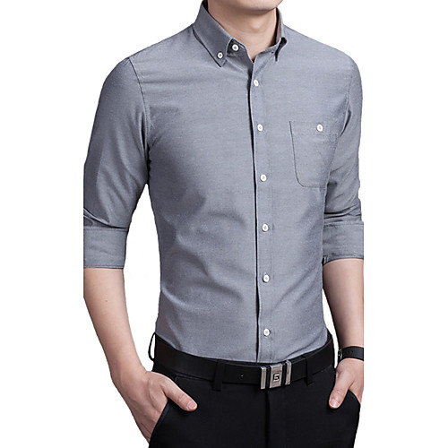 

Men's Shirt Solid Colored Plus Size Long Sleeve Daily Tops Cotton White Black Blushing Pink