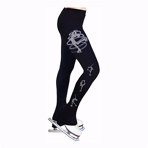 

Figure Skating Pants Women's Ice Skating Tracksuit Leggings Elastane Stretchy Competition Skating Wear Heart Ice Skating Winter Sports Figure Skating