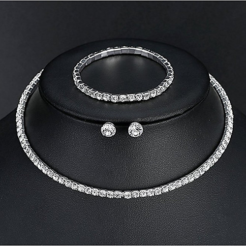 

Women's Basic Elegant Rhinestone Earrings Jewelry Silver For Wedding Daily / Necklace