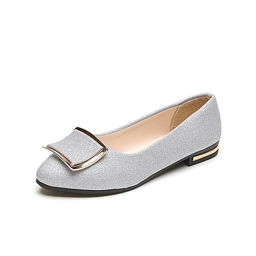 

Women's Shoes PU(Polyurethane) Summer Comfort Sandals Block Heel Open Toe Buckle Gold / Silver