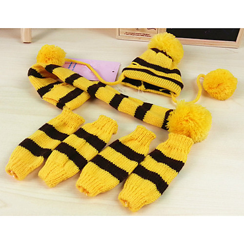 

Dog Boots / Shoes Socks Bandanas & Hats Stripes Keep Warm Winter Dog Clothes Puppy Clothes Dog Outfits Warm Rainbow Yellow Pink Costume for Girl and Boy Dog Woolen XXS XS S M L
