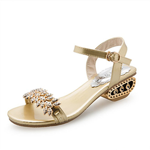 

Women's Sandals Comfort Shoes Fantasy Heel Open Toe Classic Sweet Dress Walking Shoes PU Crystal Pearl Solid Colored Summer Black Gold Silver / EU39