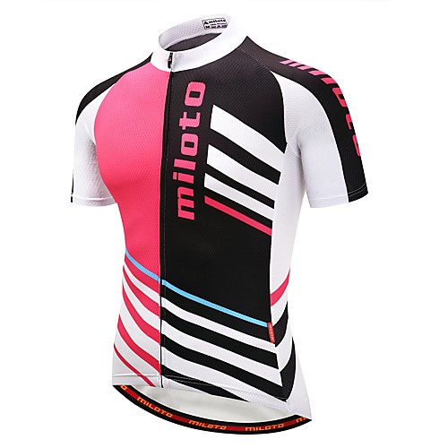 

Miloto Women's Short Sleeve Cycling Jersey Black / Red Stripes Bike Jersey Mountain Bike MTB Road Bike Cycling Reflective Strips Sports Polyster Clothing Apparel / Stretchy