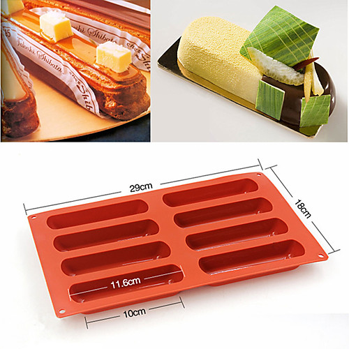 

8 Forms Eclair Silicone Cake Mold Baking Classic Finger Biscuit Mould