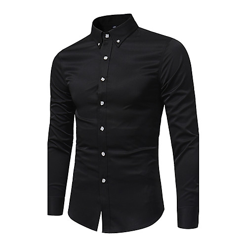 

Men's Shirt Solid Colored Plus Size Long Sleeve Daily Tops Cotton Chinoiserie White Black Blushing Pink